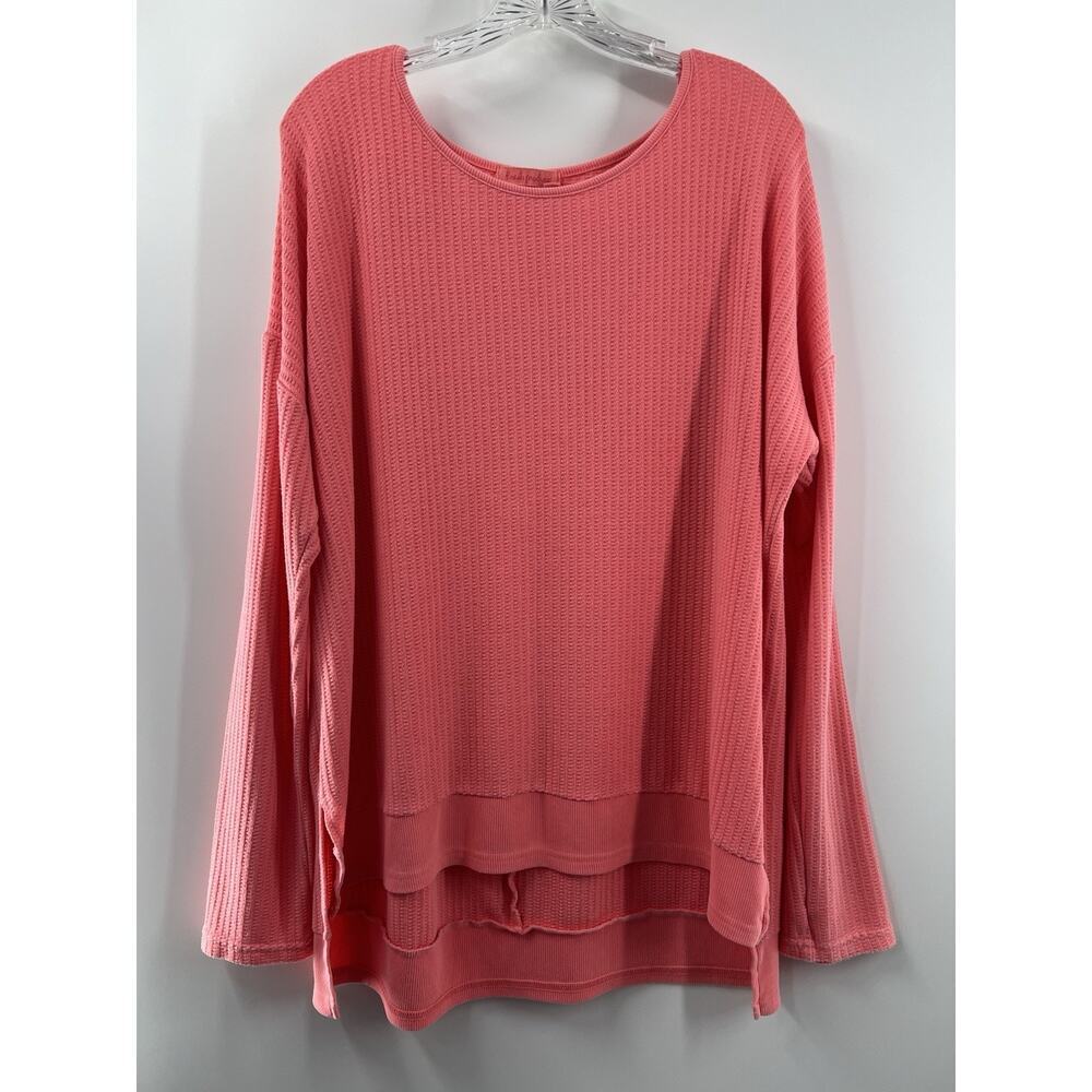 Fresh Produce Women’s Oversized Waffle Knit Long Sleeve Top Apricot M/L